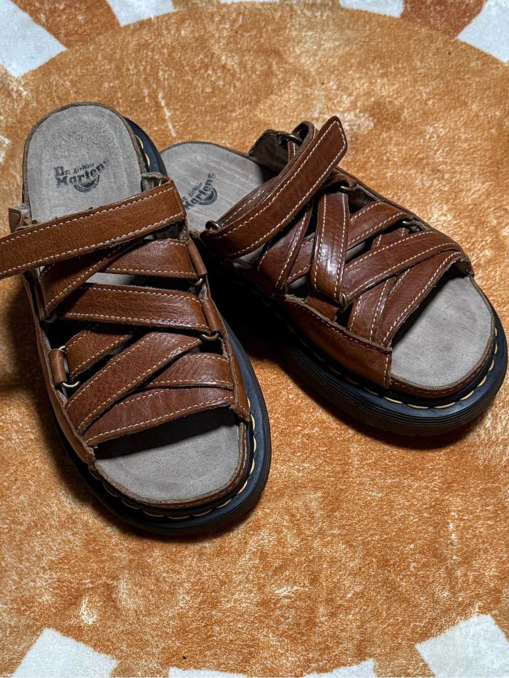 Dr Martens Vintage Y2K Chunky Leather Platform Sandals Women 8 Brown